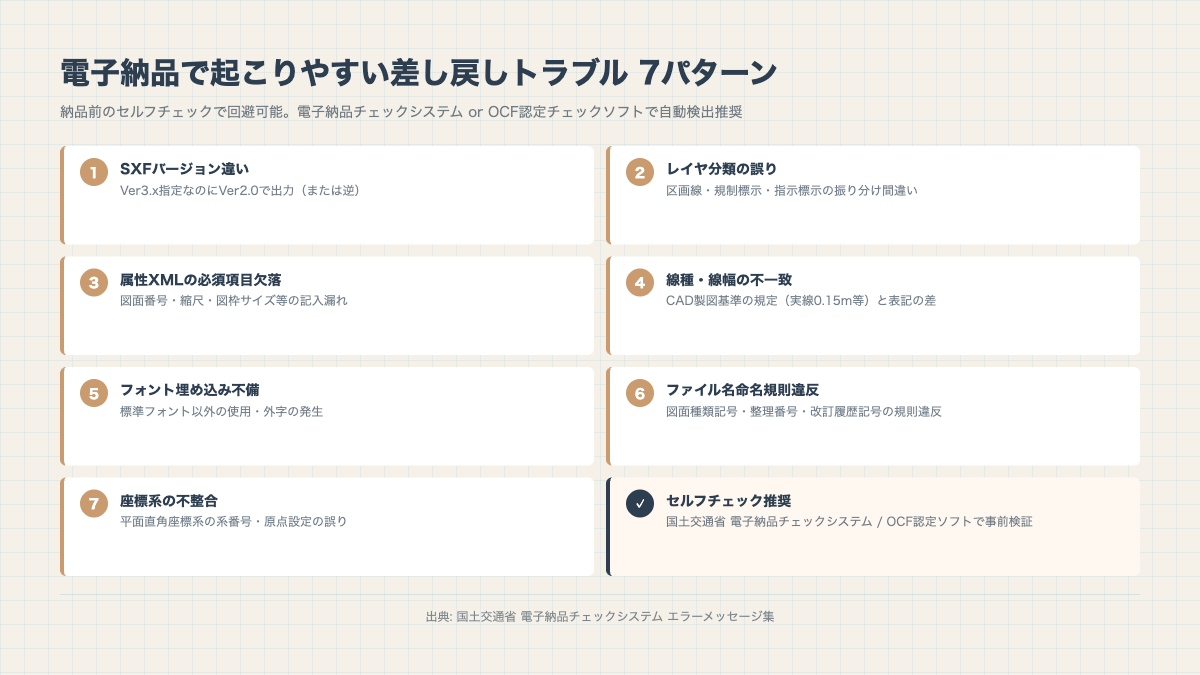 電子納品で起こりやすい差し戻しトラブル 7パターン